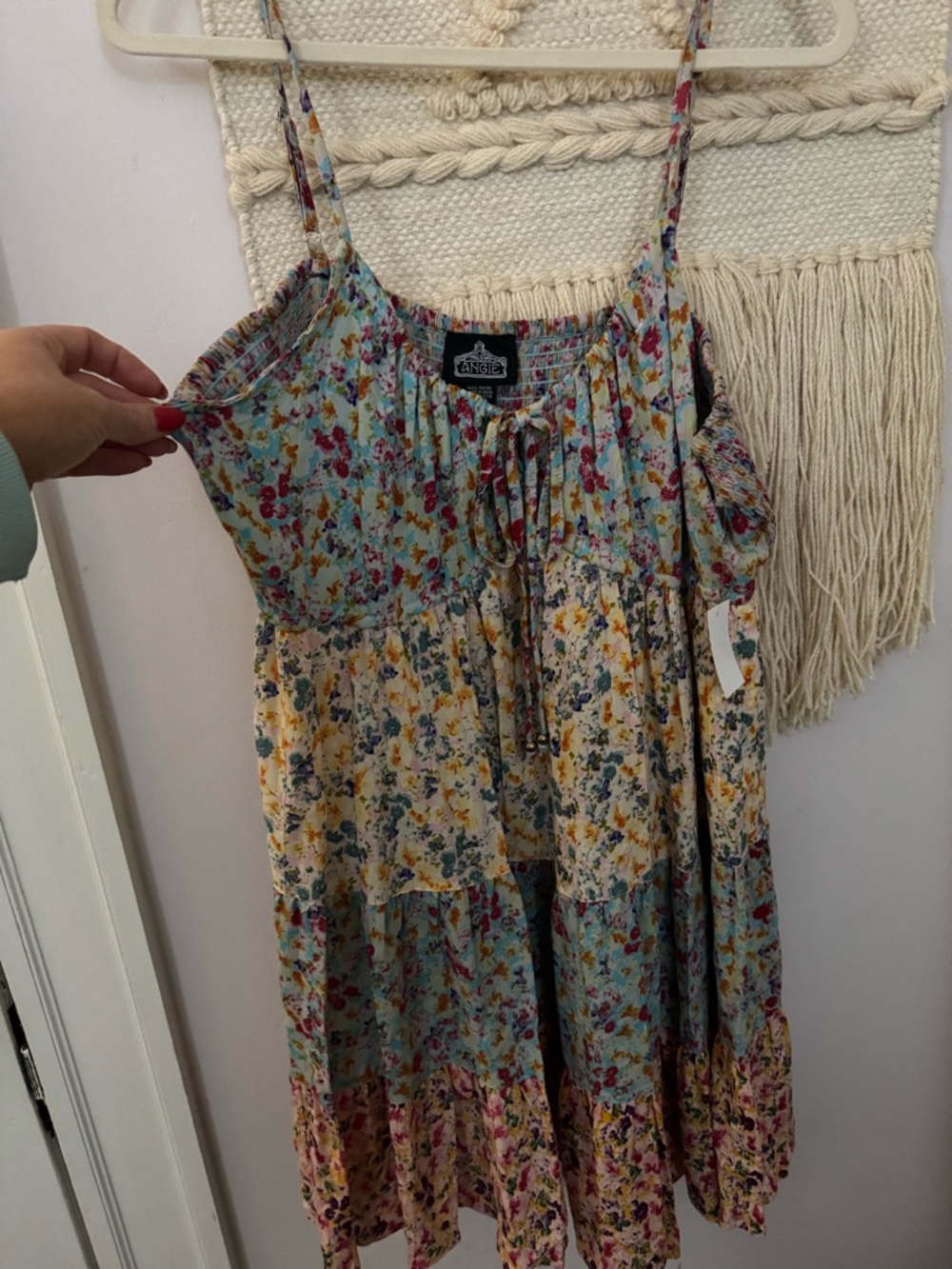 Angie Floral Tiered Sundress in Light Blue and Pink